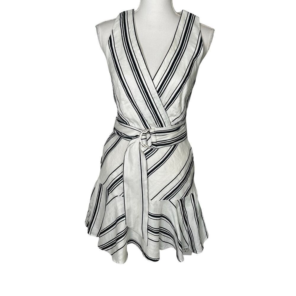 Ted Baker women's Alicee black white linen blend mini belted dress size‎ US 0-2
